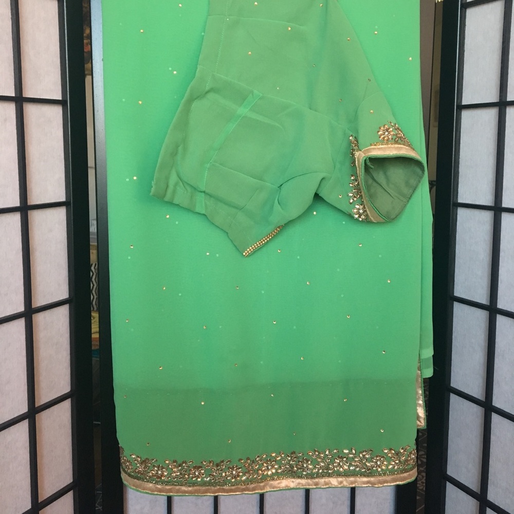 Mint green saree with blouse